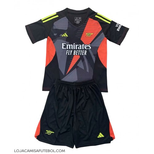 Camisa de Futebol Arsenal Goleiro Equipamento Alternativo Infantil 2024-25 Manga Curta (+ Calças curtas)